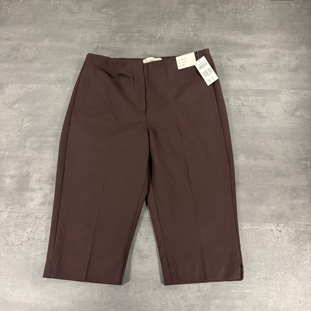 Abercrombie Fitch Forme Capri Pant 29 Dark Brown High Rise Body Hug Stretch $85